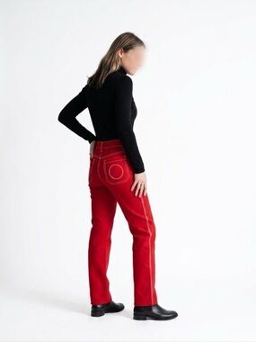 Chloé | Red Straight Leg Pants w/Detail Stitching